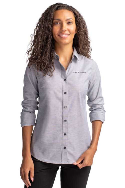 Cutter & Buck Stretch Oxford Womens Long Sleeve Dress Shirt