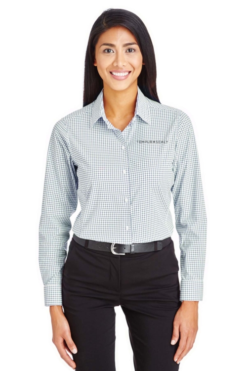 Devon & Jones CrownLux Performance® Ladies' Micro Windowpane Woven Shirt